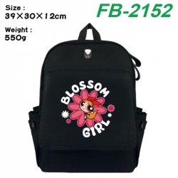 The Powerpuff Girls Canvas Flip Backpack Student Schoolbag Headphone Hole 39X30X12CM 