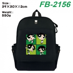 The Powerpuff Girls Canvas Flip Backpack Student Schoolbag Headphone Hole 39X30X12CM 