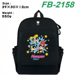The Powerpuff Girls Canvas Flip Backpack Student Schoolbag Headphone Hole 39X30X12CM 