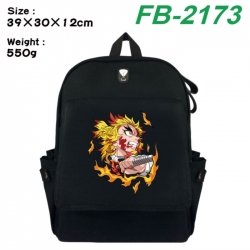 Demon Slayer Kimets Canvas Flip Backpack Student Schoolbag Headphone Hole 39X30X12CM 