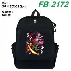 Demon Slayer Kimets Canvas Flip Backpack Student Schoolbag Headphone Hole 39X30X12CM 