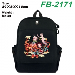 Demon Slayer Kimets Canvas Flip Backpack Student Schoolbag Headphone Hole 39X30X12CM 