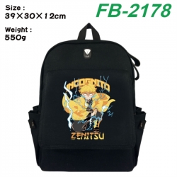 Demon Slayer Kimets Canvas Flip Backpack Student Schoolbag Headphone Hole 39X30X12CM 