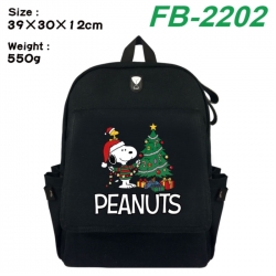 Peanuts&zwnj; Canvas Flip Backpack Student Schoolbag Headphone Hole 39X30X12CM 