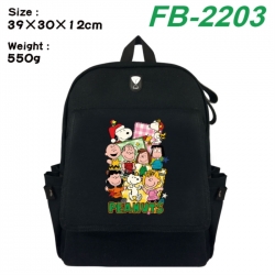 Peanuts&zwnj; Canvas Flip Backpack Student Schoolbag Headphone Hole 39X30X12CM 