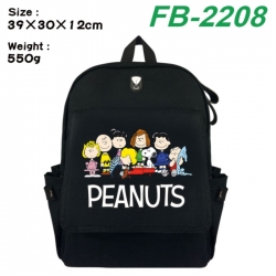 Peanuts&zwnj; Canvas Flip Backpack Student Schoolbag Headphone Hole 39X30X12CM 