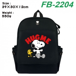 Peanuts&zwnj; Canvas Flip Backpack Student Schoolbag Headphone Hole 39X30X12CM 