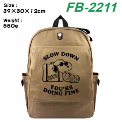 Peanuts&zwnj; Canvas Flip Backpack Student Schoolbag Headphone Hole 39X30X12CM 