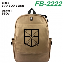 Shingeki no Kyojin Canvas Flip Backpack Student Schoolbag Headphone Hole 39X30X12CM 