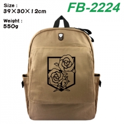 Shingeki no Kyojin Canvas Flip Backpack Student Schoolbag Headphone Hole 39X30X12CM 