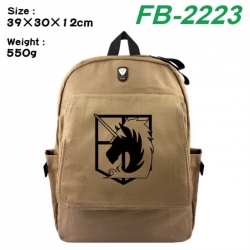 Shingeki no Kyojin Canvas Flip Backpack Student Schoolbag Headphone Hole 39X30X12CM 