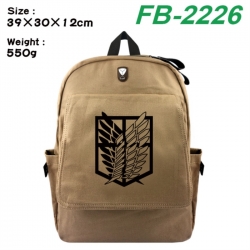 Shingeki no Kyojin Canvas Flip Backpack Student Schoolbag Headphone Hole 39X30X12CM 