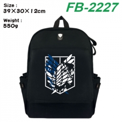 Shingeki no Kyojin Canvas Flip Backpack Student Schoolbag Headphone Hole 39X30X12CM 