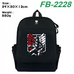 Shingeki no Kyojin Canvas Flip Backpack Student Schoolbag Headphone Hole 39X30X12CM 
