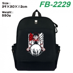 Shingeki no Kyojin Canvas Flip Backpack Student Schoolbag Headphone Hole 39X30X12CM 