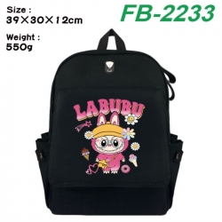Labubu Canvas Flip Backpack Student Schoolbag Headphone Hole 39X30X12CM 
