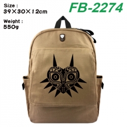 The Legend of Zelda Canvas Flip Backpack Student Schoolbag Headphone Hole 39X30X12CM 