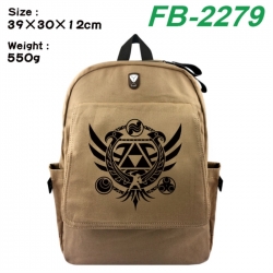 The Legend of Zelda Canvas Flip Backpack Student Schoolbag Headphone Hole 39X30X12CM 