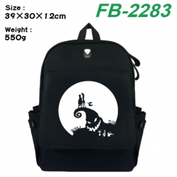 The Nightmare Before Christmas Canvas Flip Backpack Student Schoolbag Headphone Hole 39X30X12CM 