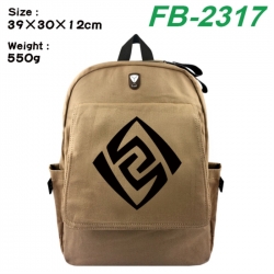 Genshin Impact Canvas Flip Backpack Student Schoolbag Headphone Hole 39X30X12CM 