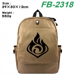 Genshin Impact Canvas Flip Backpack Student Schoolbag Headphone Hole 39X30X12CM 
