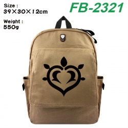 Genshin Impact Canvas Flip Backpack Student Schoolbag Headphone Hole 39X30X12CM 