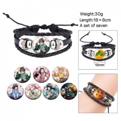 Demon Slayer Kimets Anime Freestyle Crystal Leather Rope Bracelet Set 30g