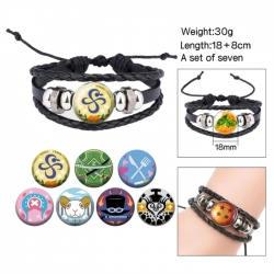One Piece Anime Freestyle Crystal Leather Rope Bracelet Set 30g