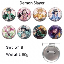 Demon Slayer Kimets Anime tinplate brooch badge a set of 8