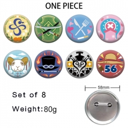 One Piece Anime tinplate brooch badge a set of 8