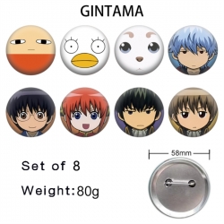 Gintama Anime tinplate brooch badge a set of 8