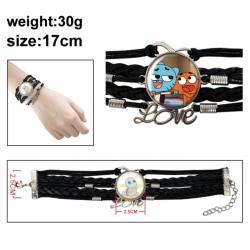 The Amazing World of Gumball Anime bracelet multi-layer leather gemstone bracelet price for 5 pcs
