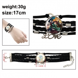 Demon Slayer Kimets Anime bracelet multi-layer leather gemstone bracelet price for 5 pcs