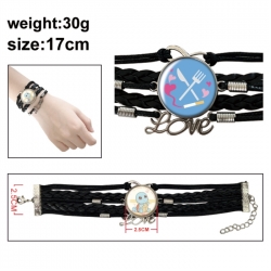One Piece Anime bracelet multi-layer leather gemstone bracelet price for 5 pcs