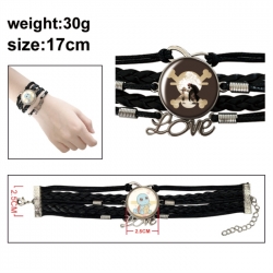 One Piece Anime bracelet multi-layer leather gemstone bracelet price for 5 pcs