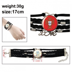 Football Anime bracelet multi-layer leather gemstone bracelet price for 5 pcs