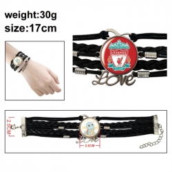 Football Anime bracelet multi-layer leather gemstone bracelet price for 5 pcs