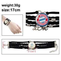 Football Anime bracelet multi-layer leather gemstone bracelet price for 5 pcs
