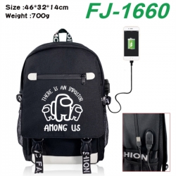 Among Us canvas USB backpack cartoon print student backpack 46X32X14CM 700g 