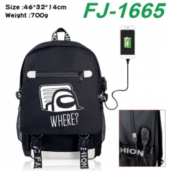 Among Us canvas USB backpack cartoon print student backpack 46X32X14CM 700g 