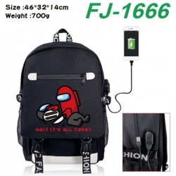 Among Us canvas USB backpack cartoon print student backpack 46X32X14CM 700g 