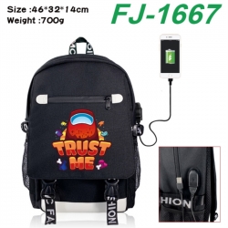Among Us canvas USB backpack cartoon print student backpack 46X32X14CM 700g 