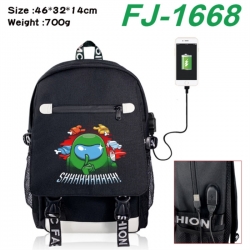Among Us canvas USB backpack cartoon print student backpack 46X32X14CM 700g 