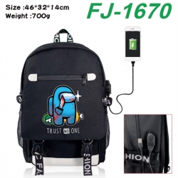 Among Us canvas USB backpack cartoon print student backpack 46X32X14CM 700g 