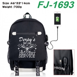 K-Pop:Demon Hunters canvas USB backpack cartoon print student backpack 46X32X14CM 700g 