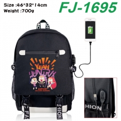 K-Pop:Demon Hunters canvas USB backpack cartoon print student backpack 46X32X14CM 700g 