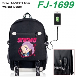 K-Pop:Demon Hunters canvas USB backpack cartoon print student backpack 46X32X14CM 700g 