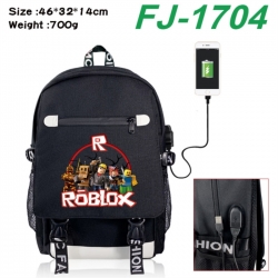 Roblox canvas USB backpack cartoon print student backpack 46X32X14CM 700g 