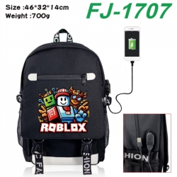 Roblox canvas USB backpack cartoon print student backpack 46X32X14CM 700g 