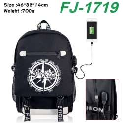 Stray Kids canvas USB backpack cartoon print student backpack 46X32X14CM 700g 